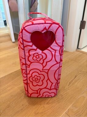 American Girl Doll backpack carrying case Pink with Heart Window